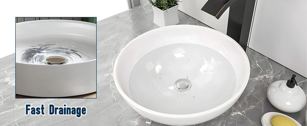 White Ceramic Round Countertop Sink  Sink/Without Faucet