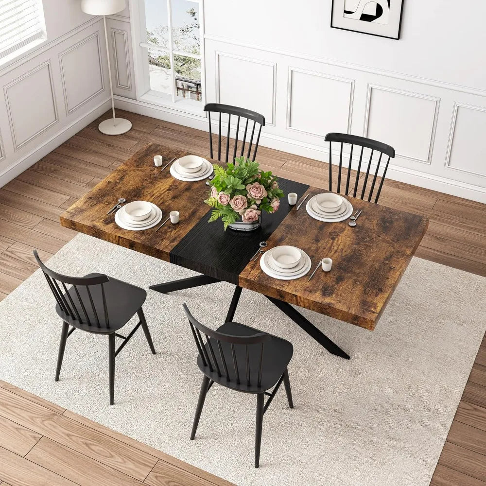 Extendable Rectangular Wooden Dining Table for 4 6 8 People