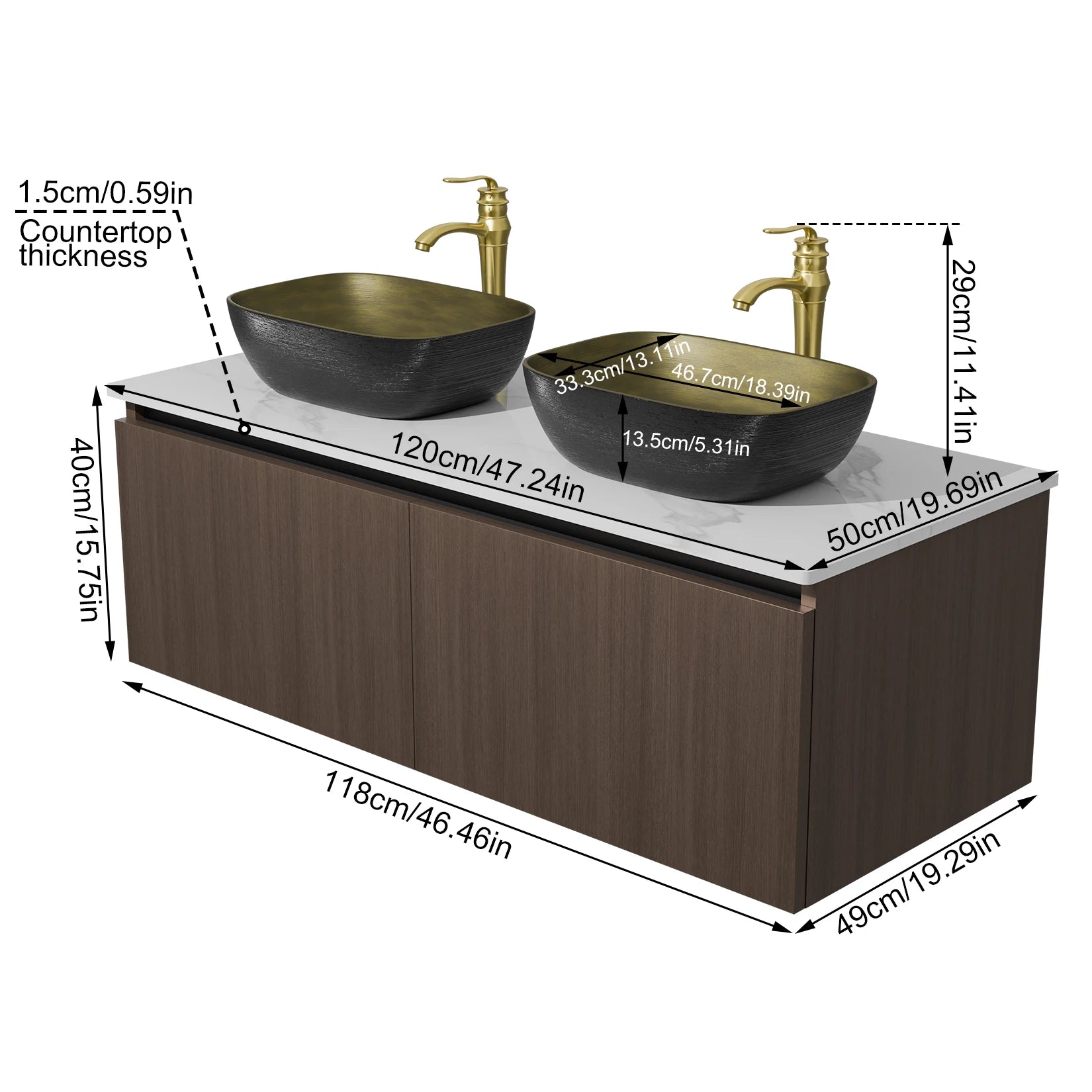Modern Floating Bathroom Vanity Sink Combo Wall Cabinet Set