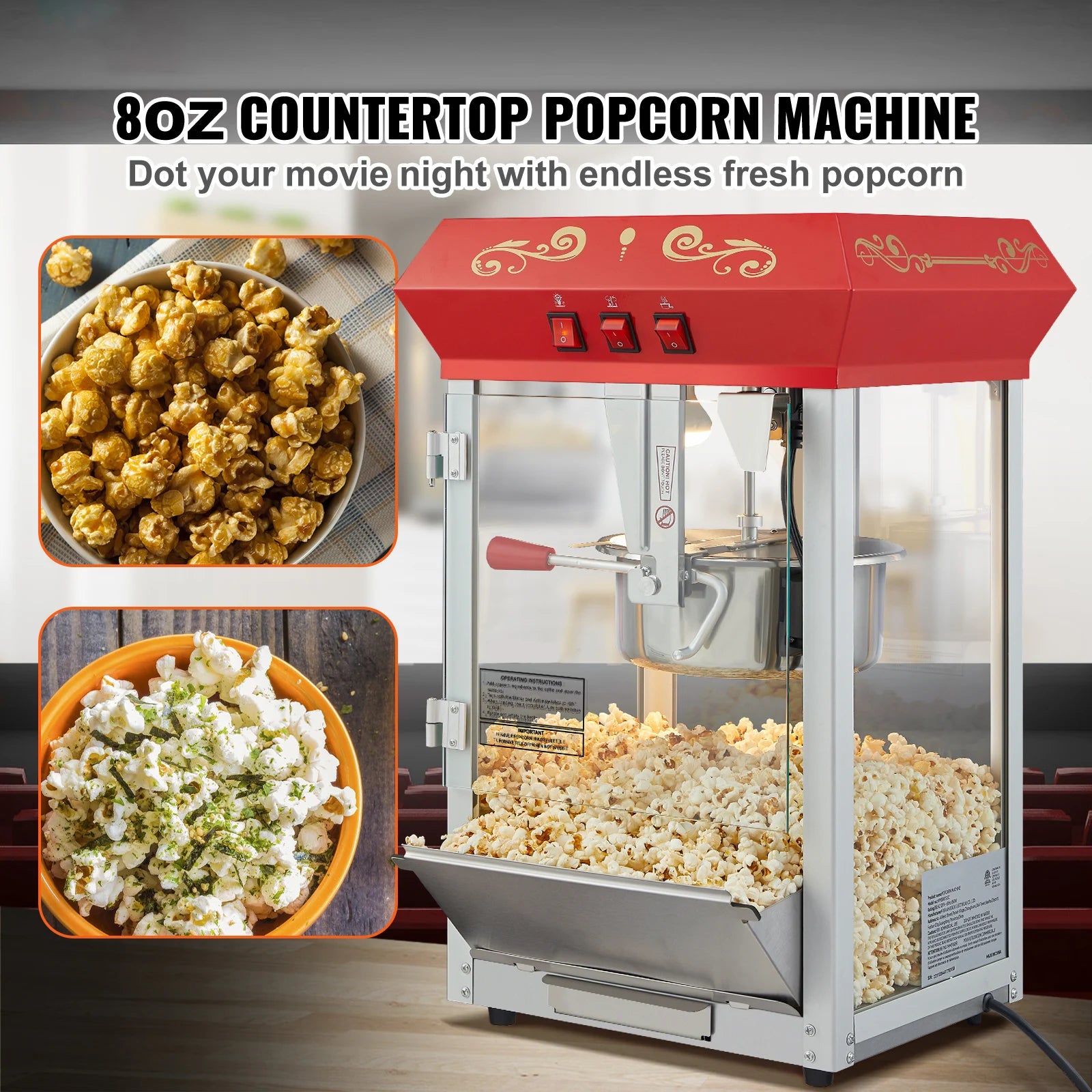 8/12Oz Commercial  Electric Popcorn Maker