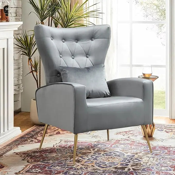 Velvet Accent Mid-Century Arm Chair