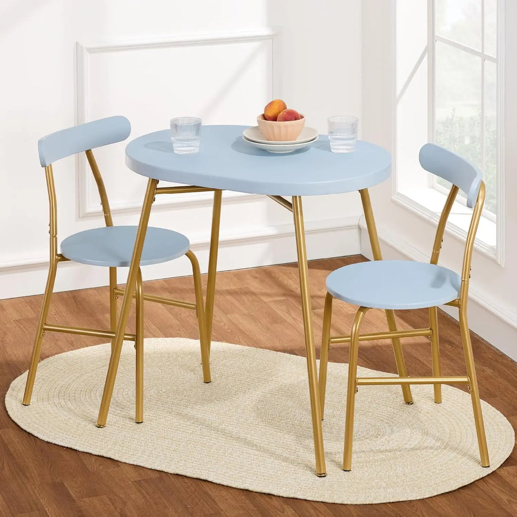 Modern Oval Dining Table Set w/ 2 Chairs