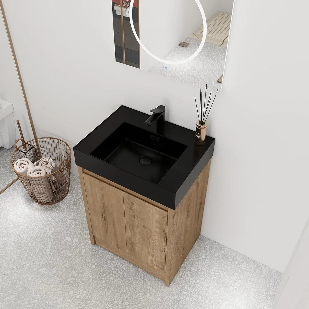 Brown Vanity,w/Sink Soft-Closing Door (24")