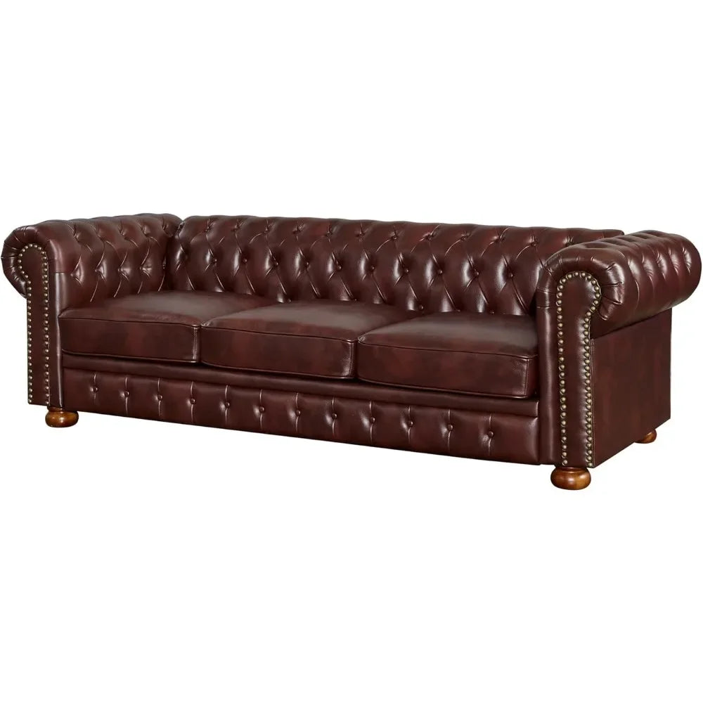 89" Faux Leather Couch Upholstered Sofa