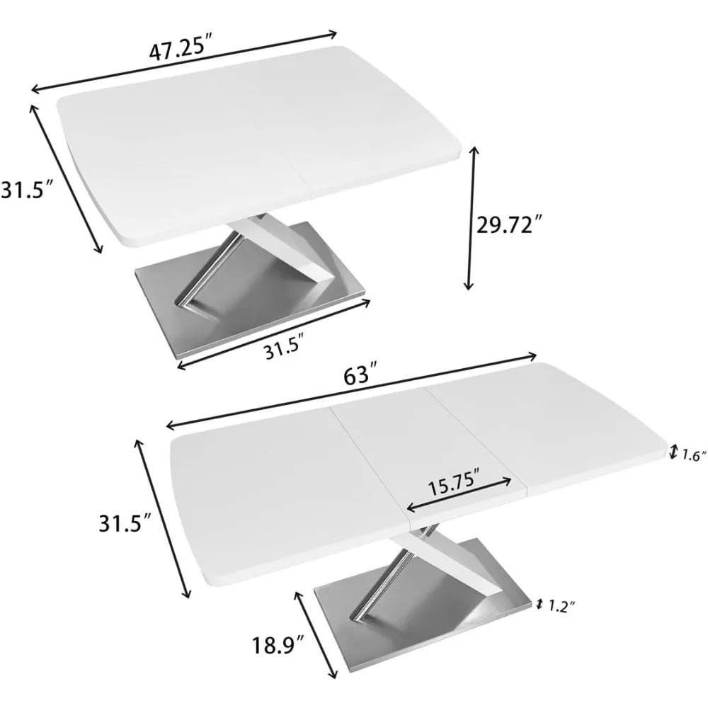 Extendable Faux Marble Top Dining Table for 4-6