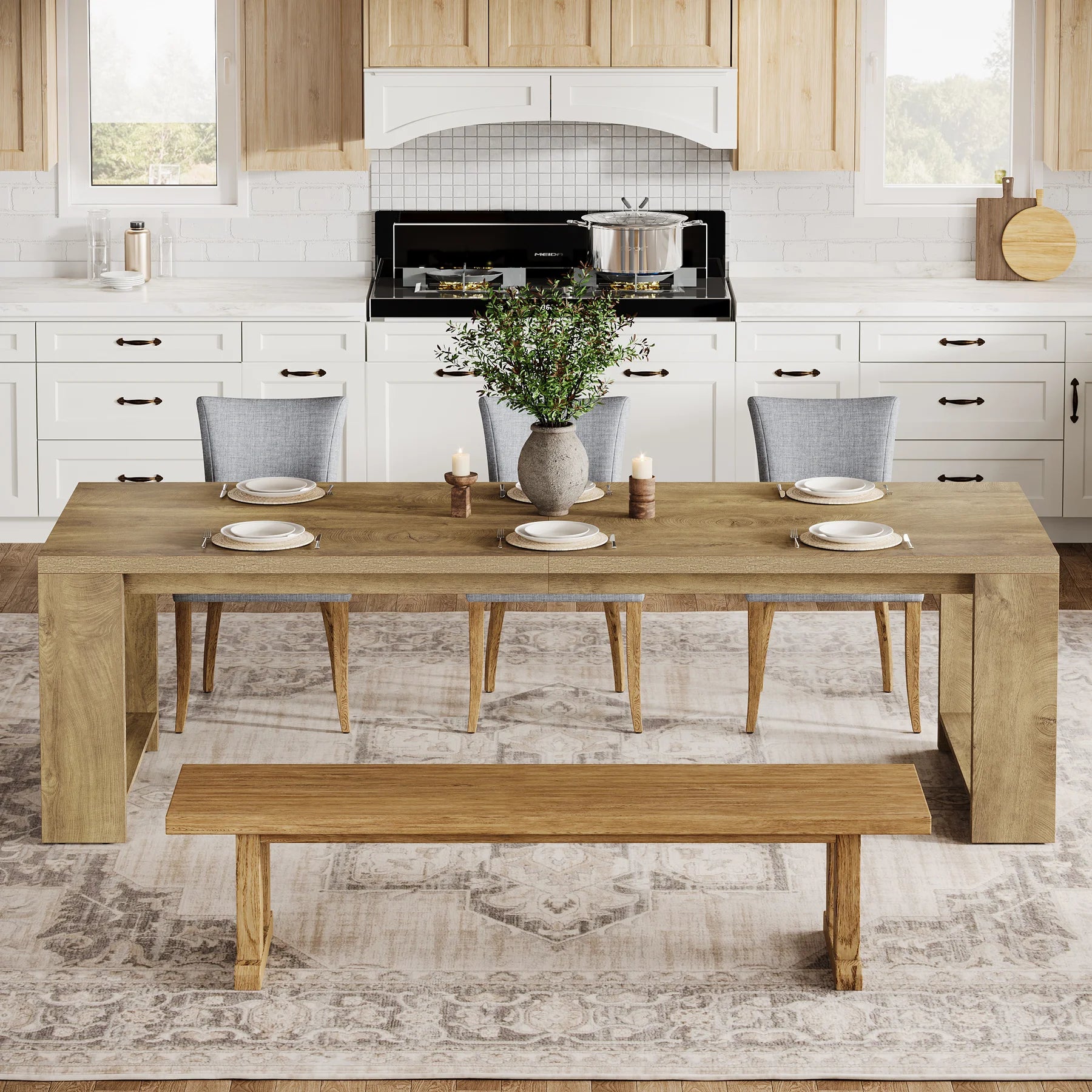 Narrow Long Dining Table for 6-8 People