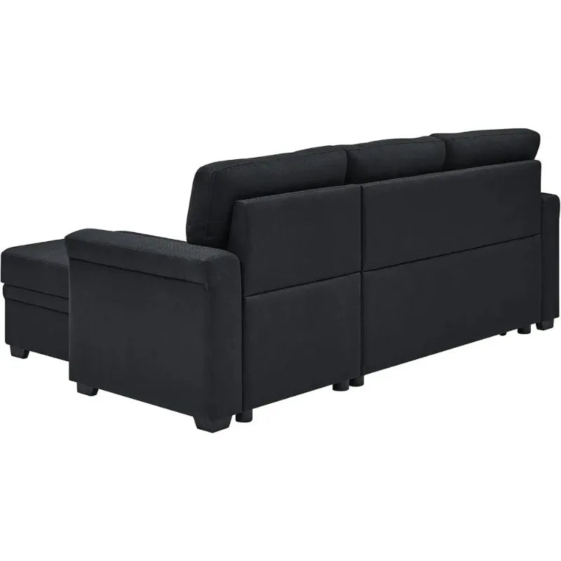 Modern L-Shaped Sectional Sofa with Reversible Chaise, Storage, and Pull-Out Sleeper