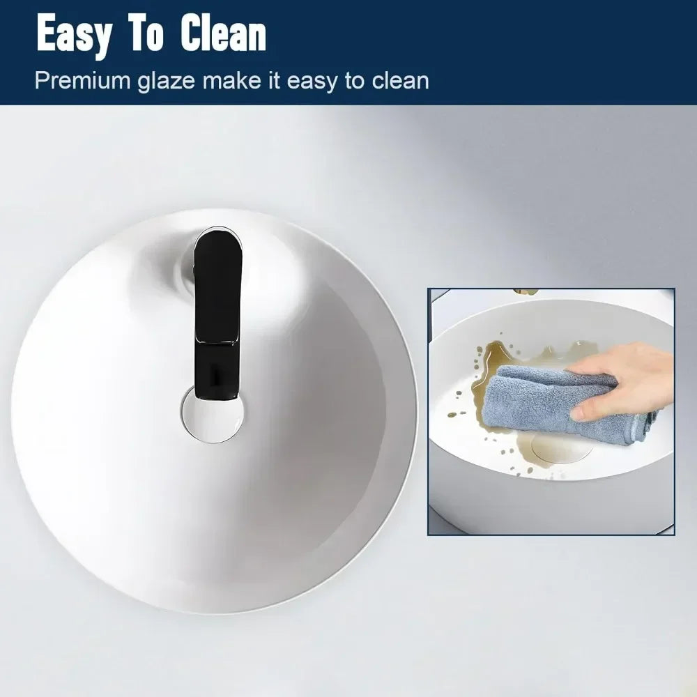 White Ceramic Round Countertop Sink  Sink/Without Faucet