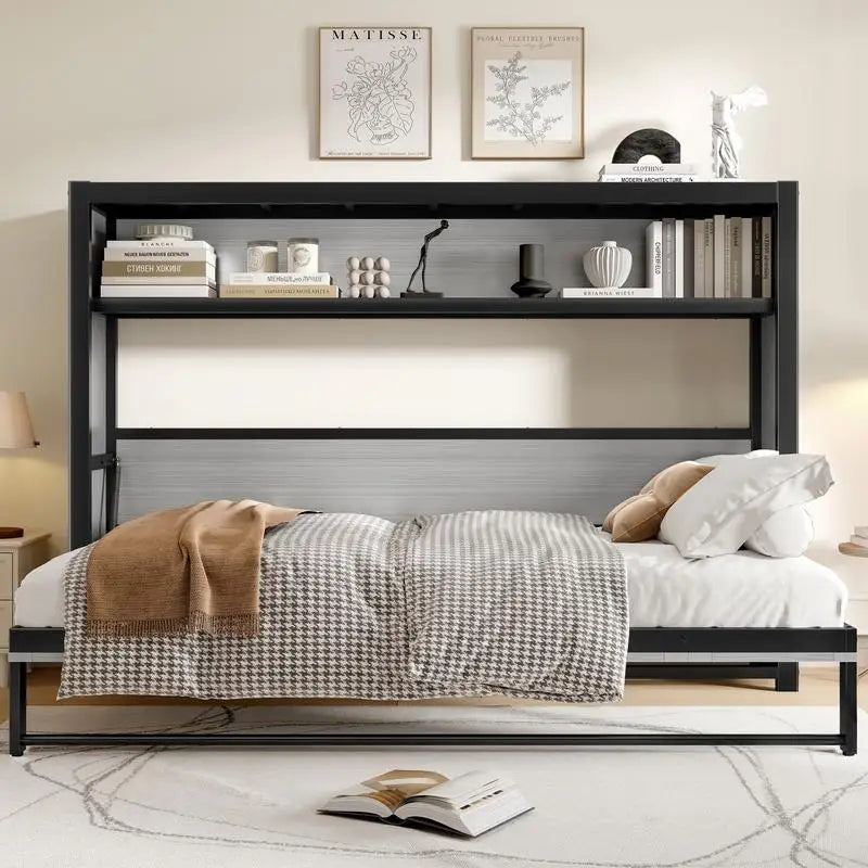 Twin Murphy Bed with Shelves