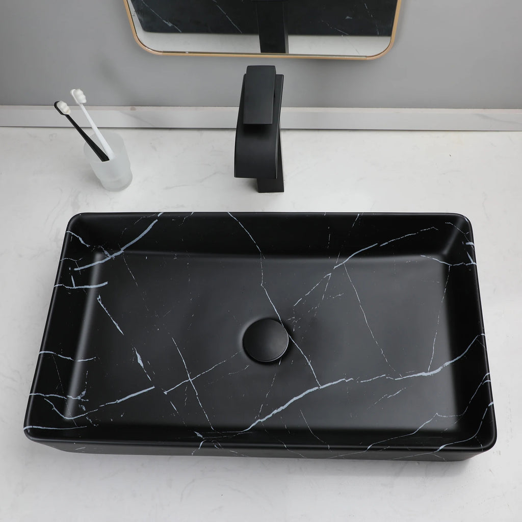Rectangle Marble Bathroom Vessel Sink