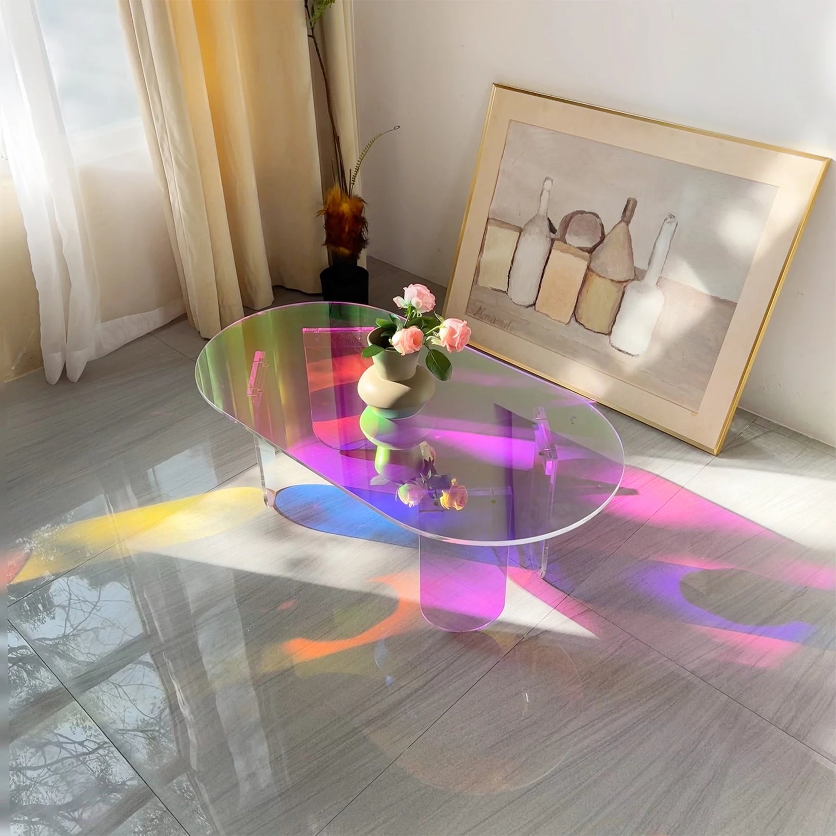 Acrylic Coffee Table, Iridescent Acrylic