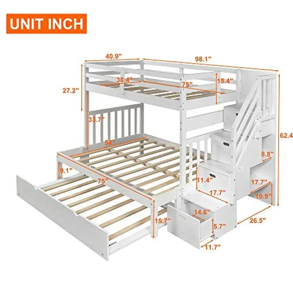 Solid Wood Twin Over Twin/Full Bunk Bed