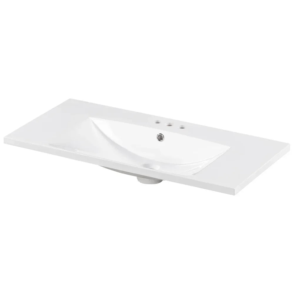 Rectangular 1-3 Hole Bathroom Resin Sink [Sink Only] 36x18"