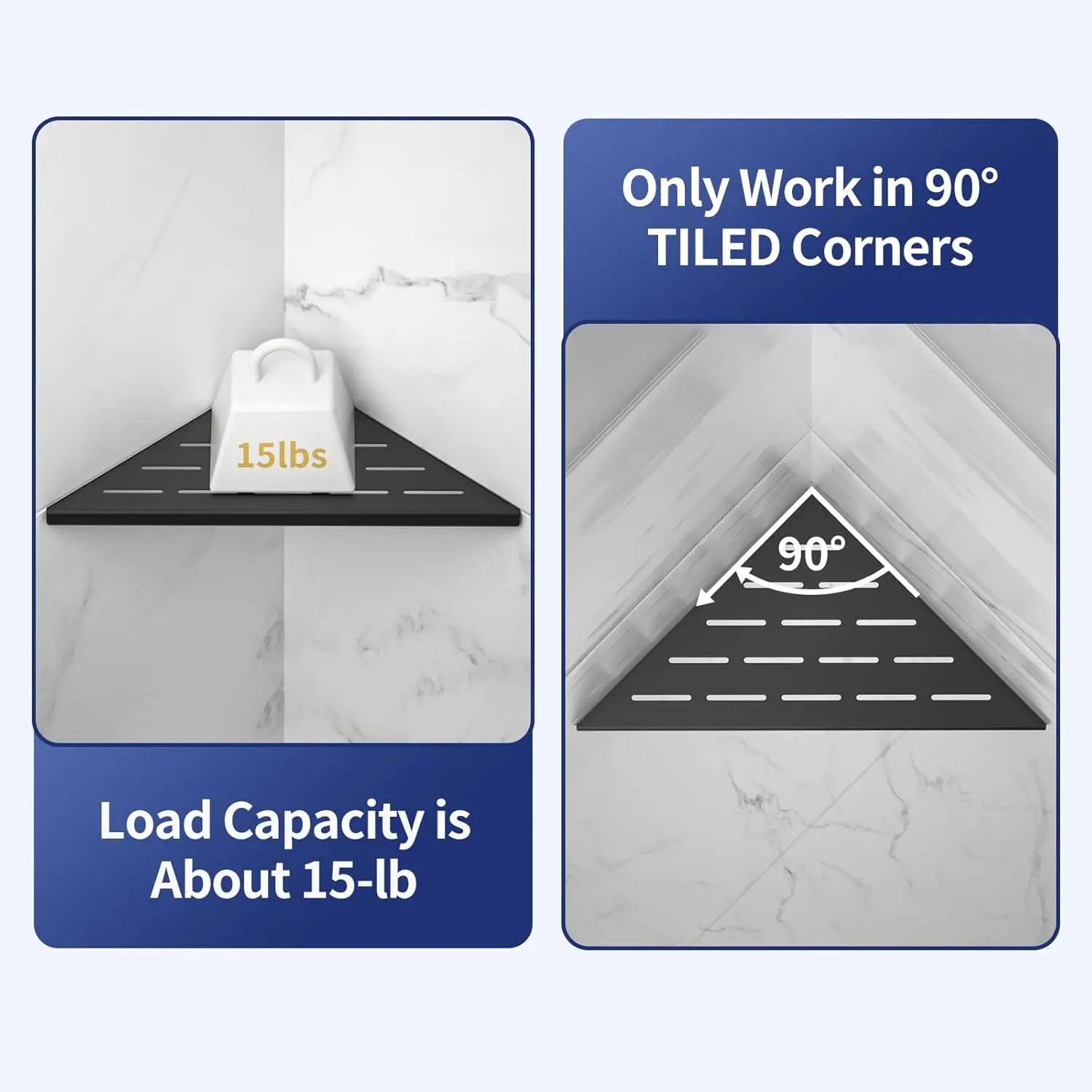 10 Inch Black 304 Stainless Steel Corner Shower Shelf 2 Pack