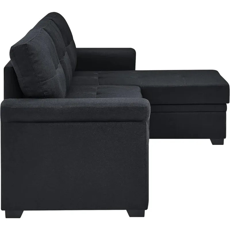 Modern L-Shaped Sectional Sofa with Reversible Chaise, Storage, and Pull-Out Sleeper