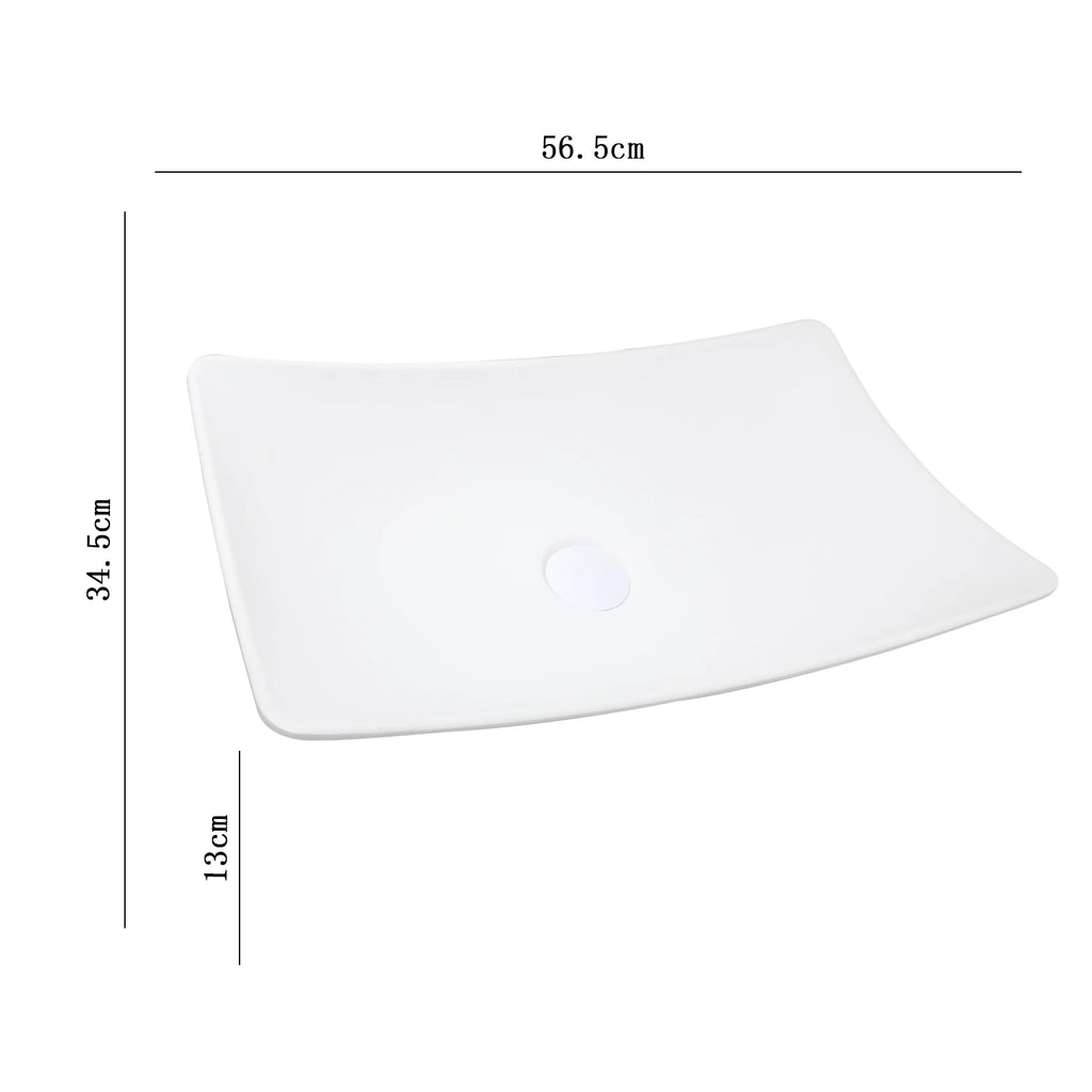 White Rectangular Vessel Sink With Drain