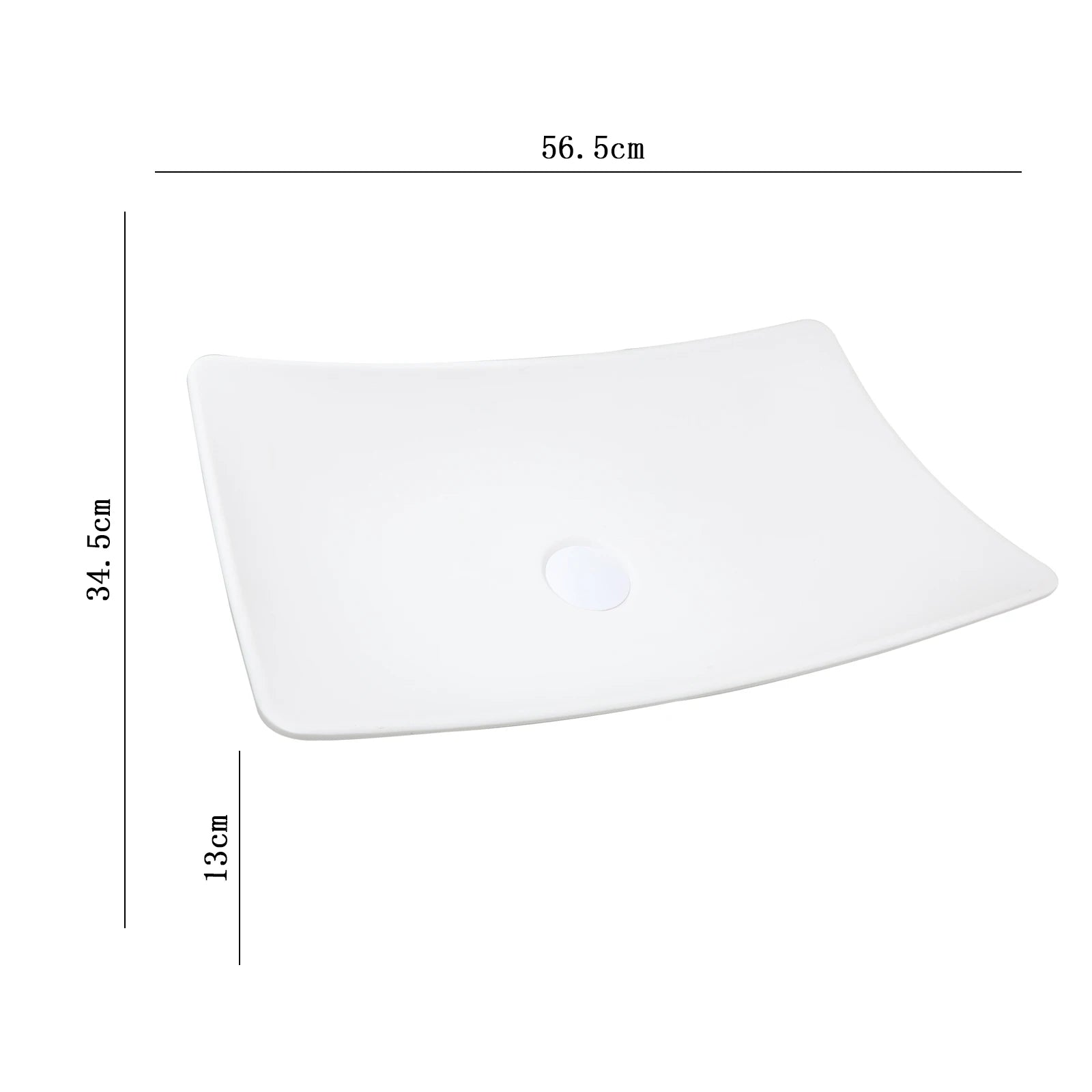 White Rectangular Vessel Sink With Drain