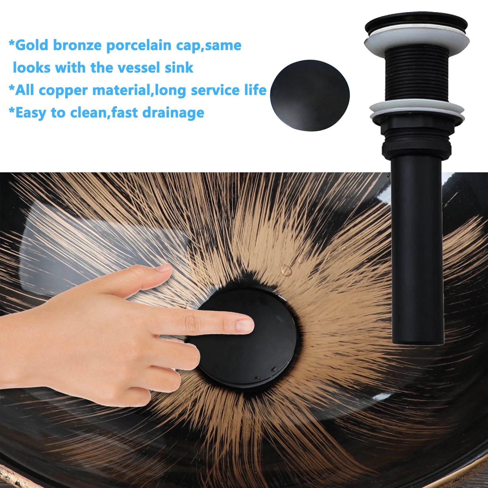 Oval Ceramic Vessel Sink w/Faucet & Unique Marbling