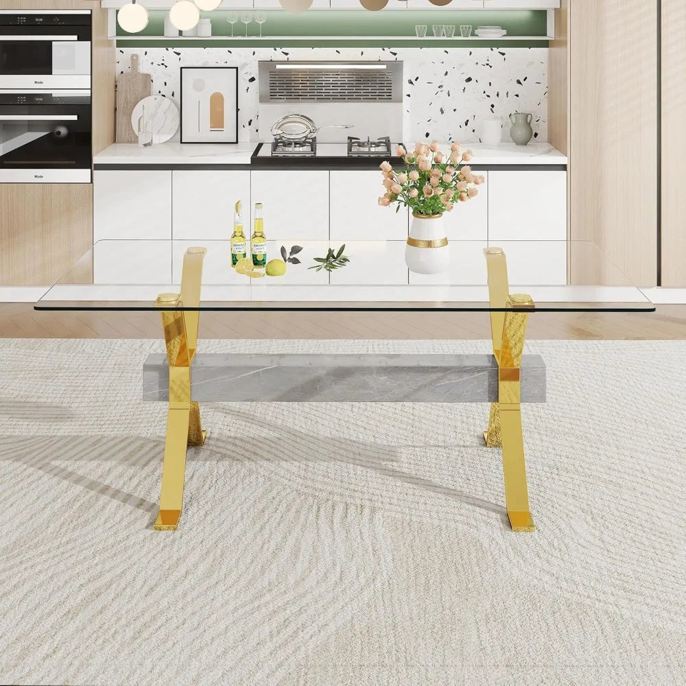 rectangular tempered glass dining table for 8