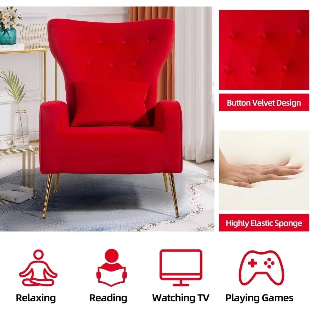 Velvet Accent Mid-Century Arm Chair