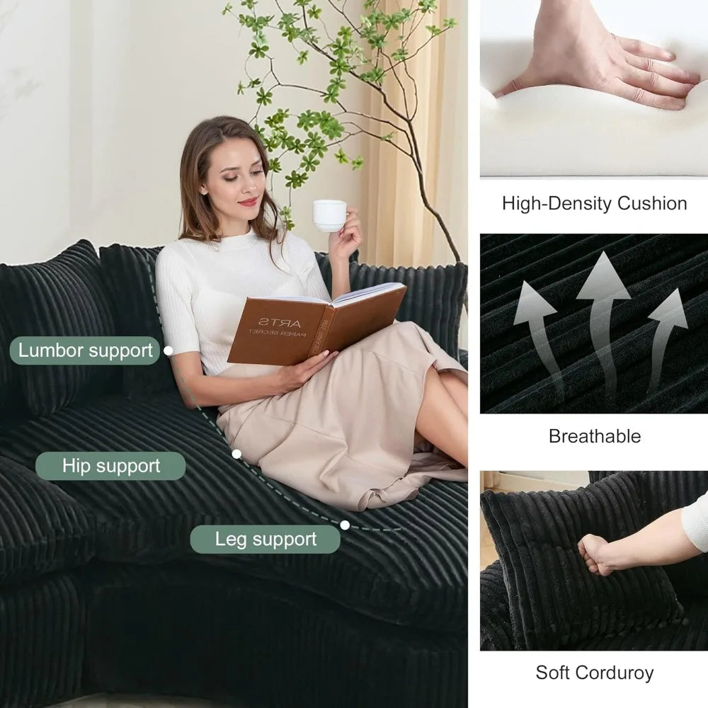 127'' Cloud Corduroy Couch