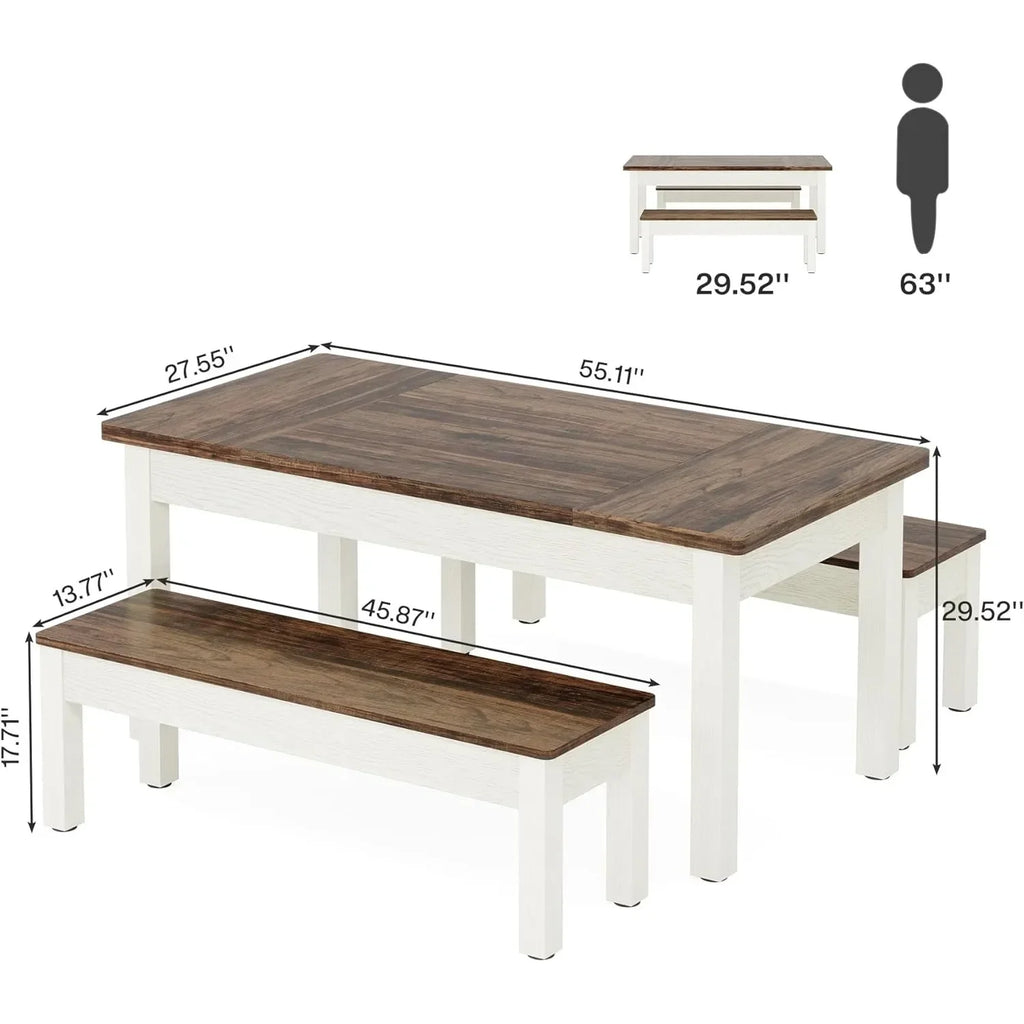 Dining Table with 2 Benches