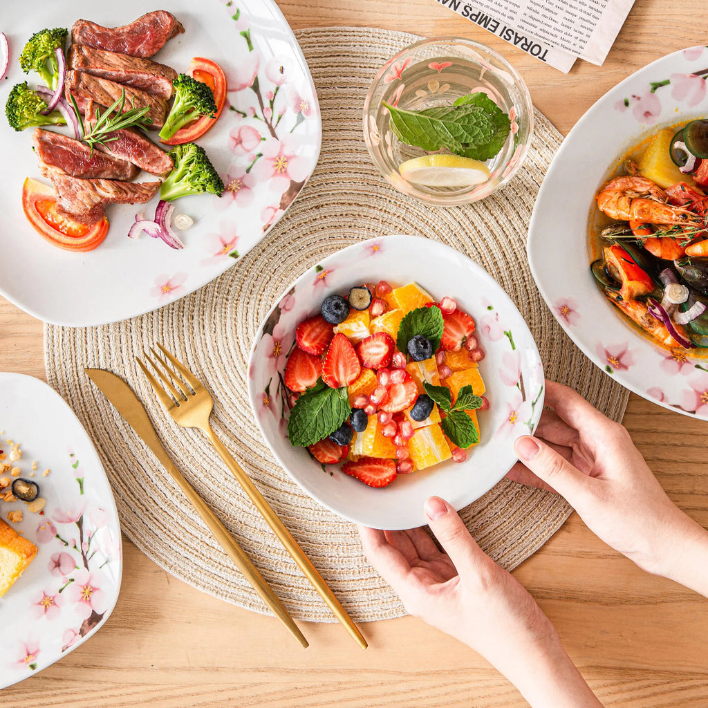 48-Piece Porcelain Ceramic Tableware Dinner Plate Set