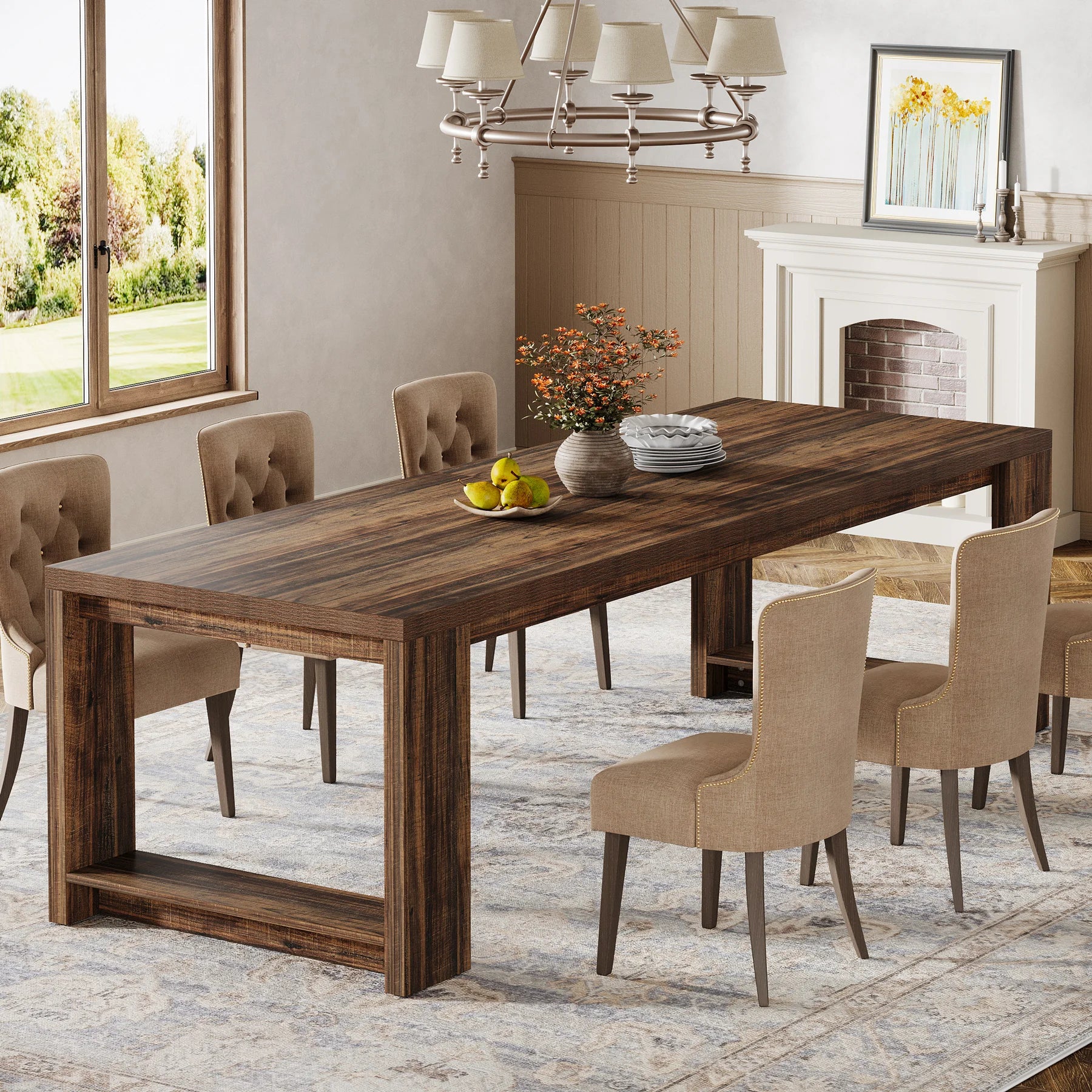 Narrow Long Dining Table for 6-8 People