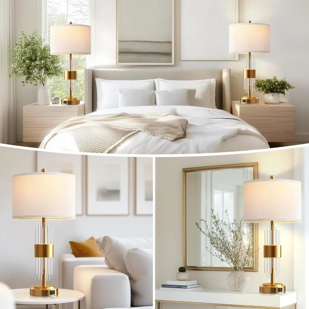 Gold Bedside Lamps With Touch Control (Set Of 2)