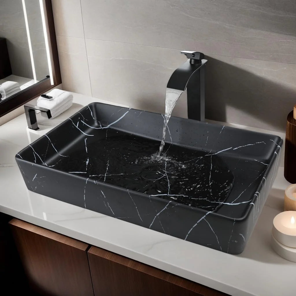 Rectangle Marble Bathroom Vessel Sink