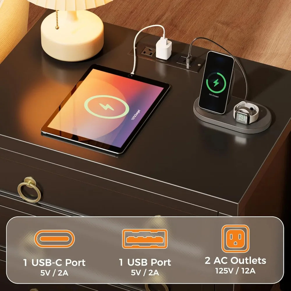 Nightstand with Charging Station and USB-C Port