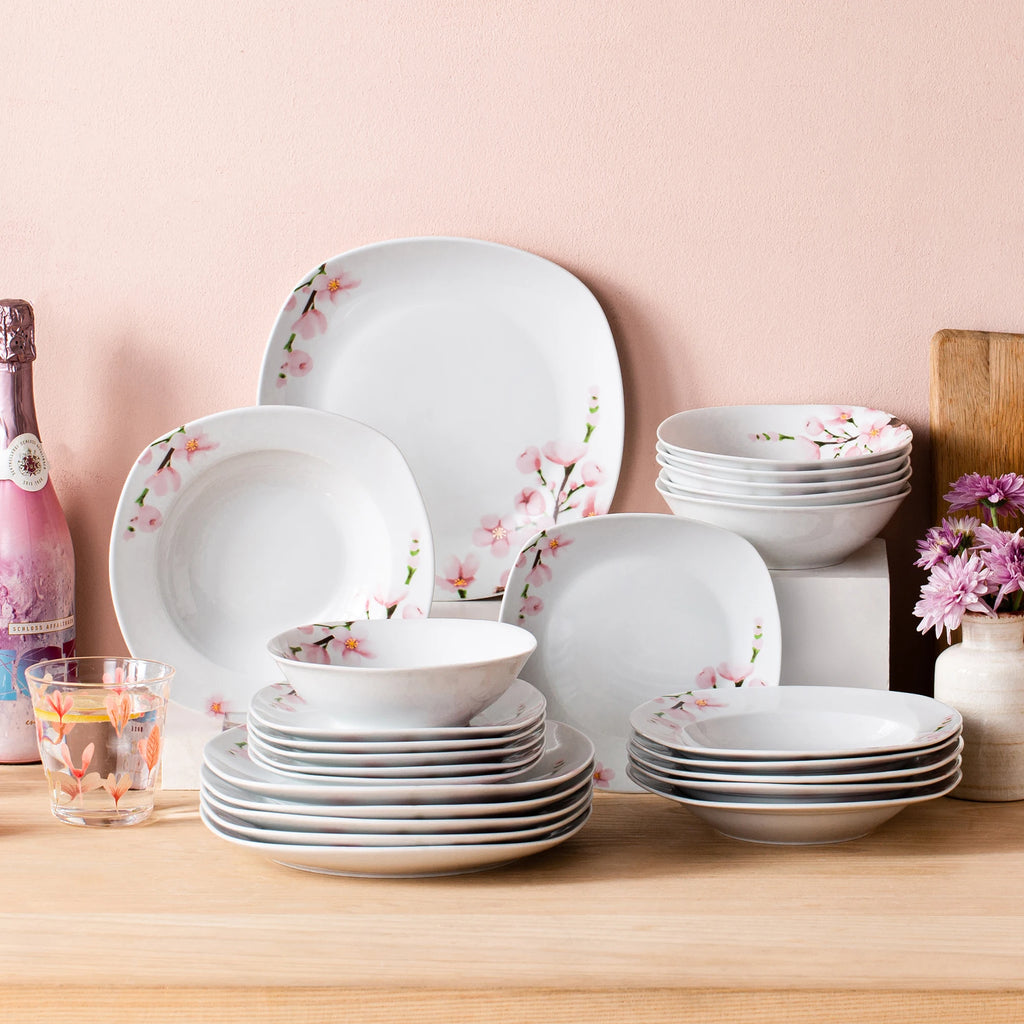 48-Piece Porcelain Ceramic Tableware Dinner Plate Set