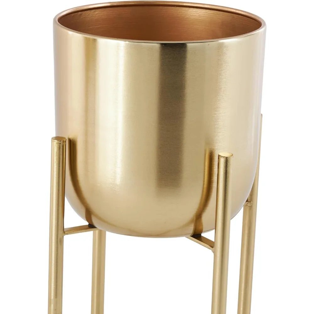 Set of 2 Metal Indoor Outdoor Planter with Removable Stand