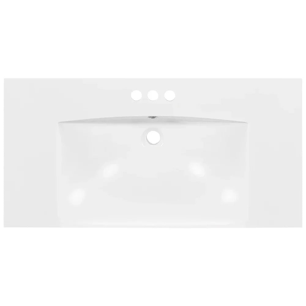 Rectangular 1-3 Hole Bathroom Resin Sink [Sink Only] 36x18"