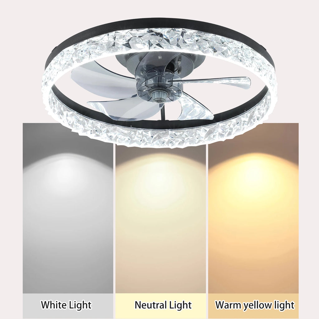 Modern acrylic black ceiling fan light with remote control