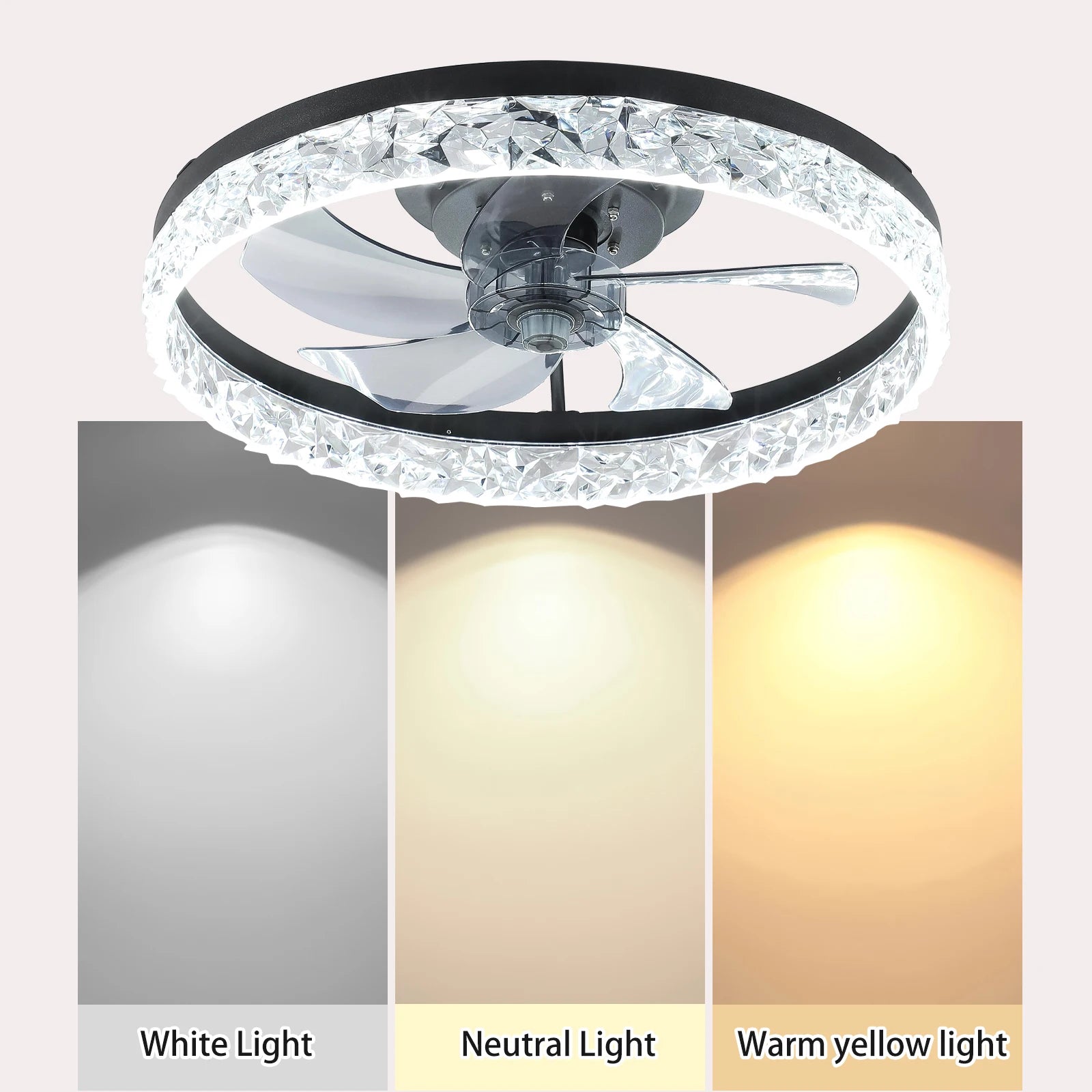 Modern acrylic black ceiling fan light with remote control