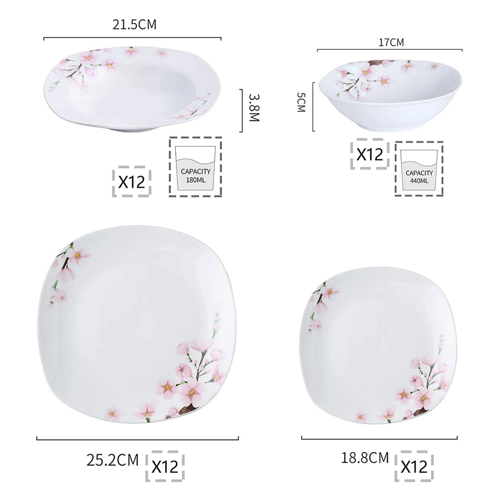 48-Piece Porcelain Ceramic Tableware Dinner Plate Set