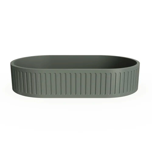 Concrete Vessel Oval Modern Dark Green Bathroom Sink