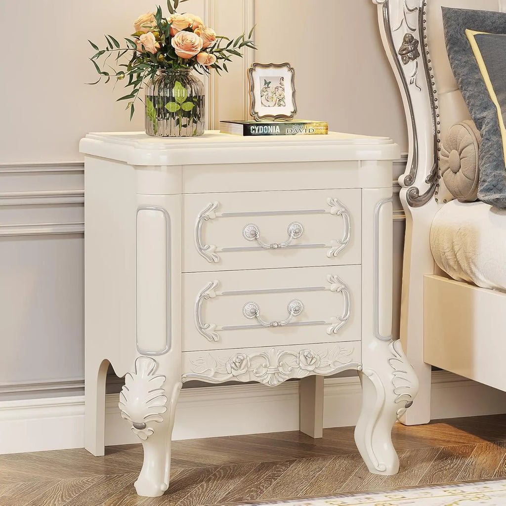 White Nightstand End Table
