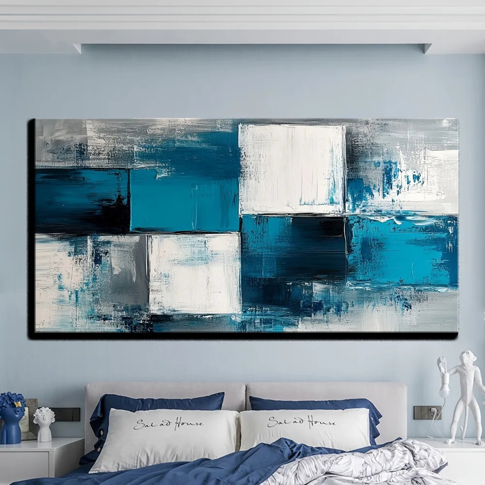 Large Blue Abstract Canvas Art