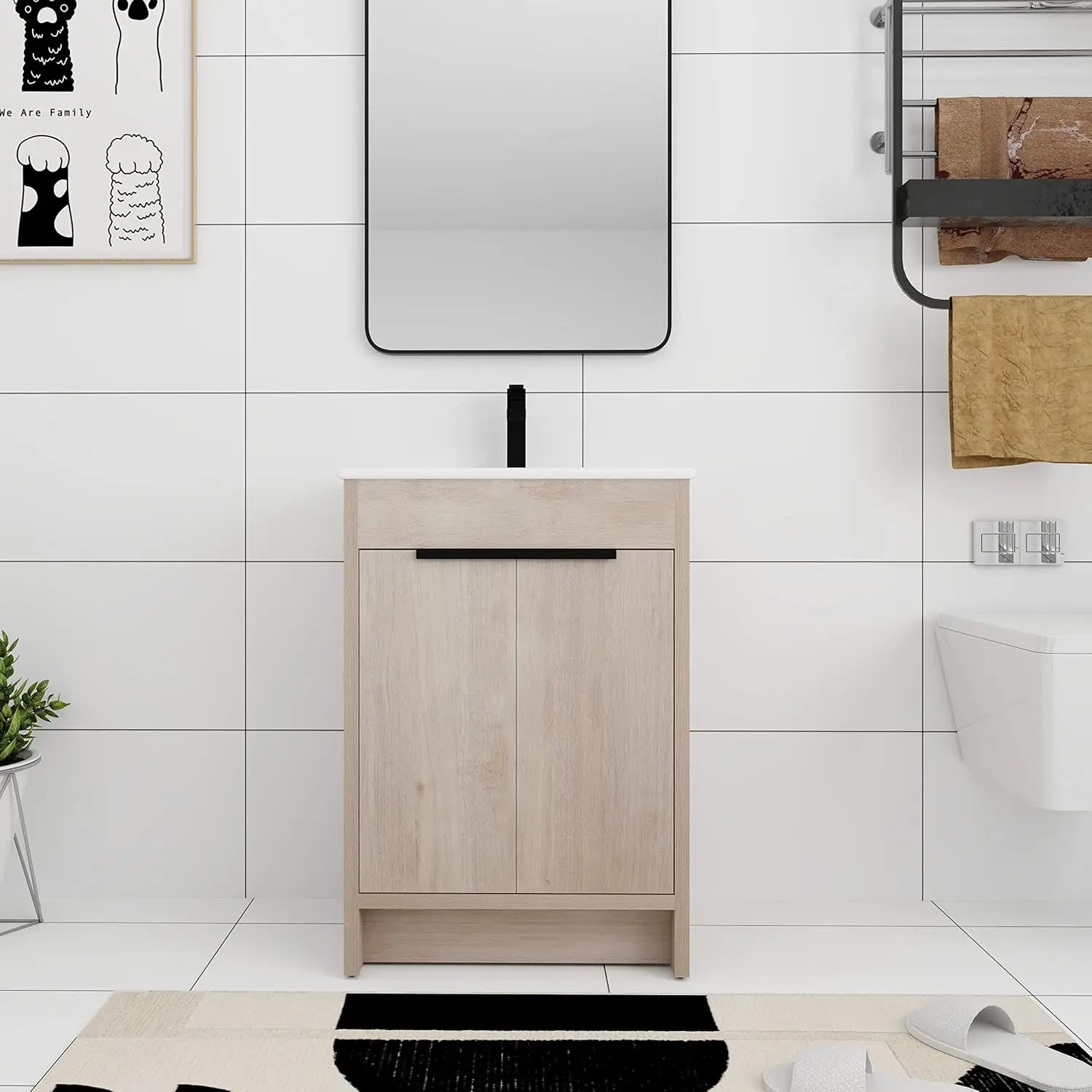 Brown Vanity,w/Sink Soft-Closing Door (24")