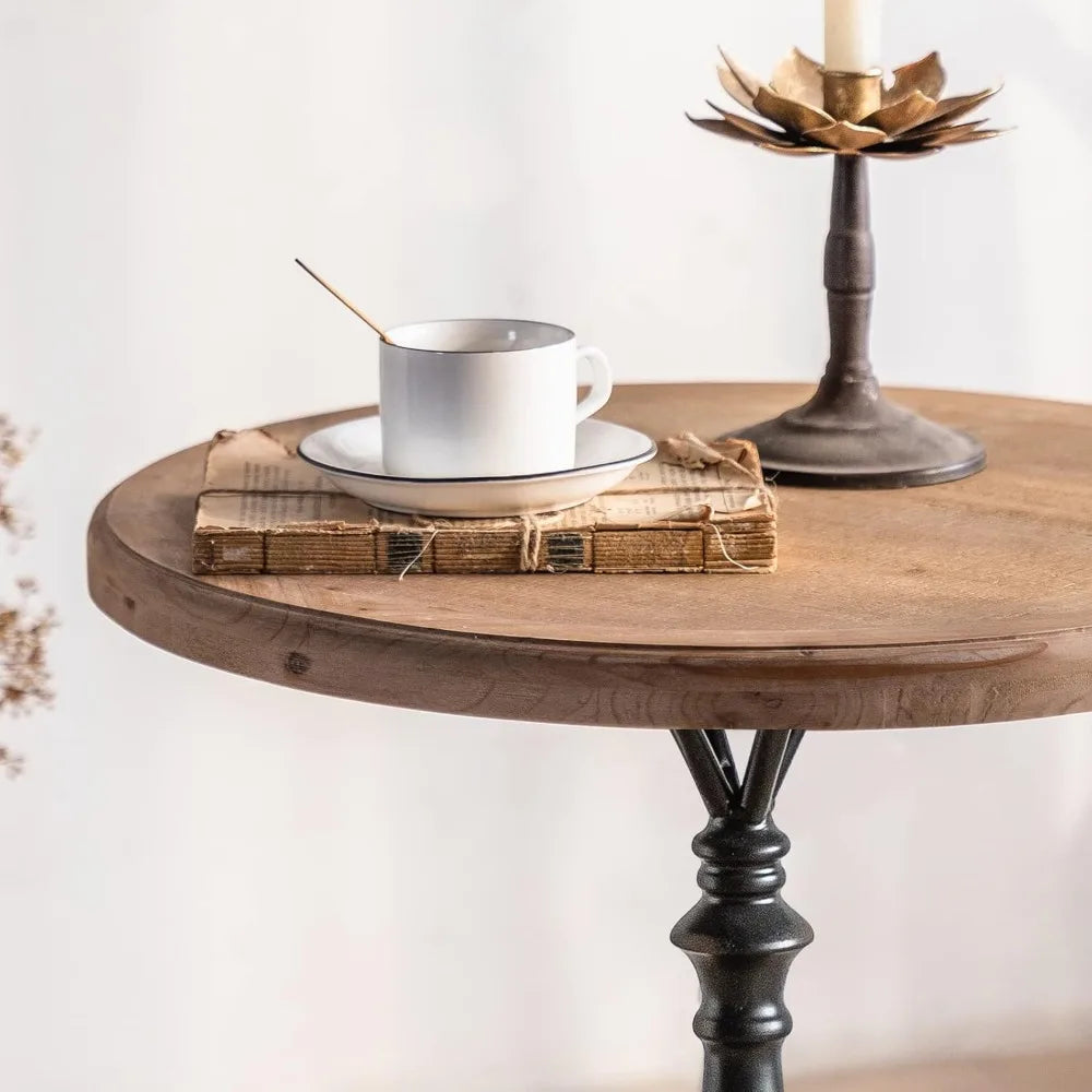 Classic Circular Rustic-Style Side Table