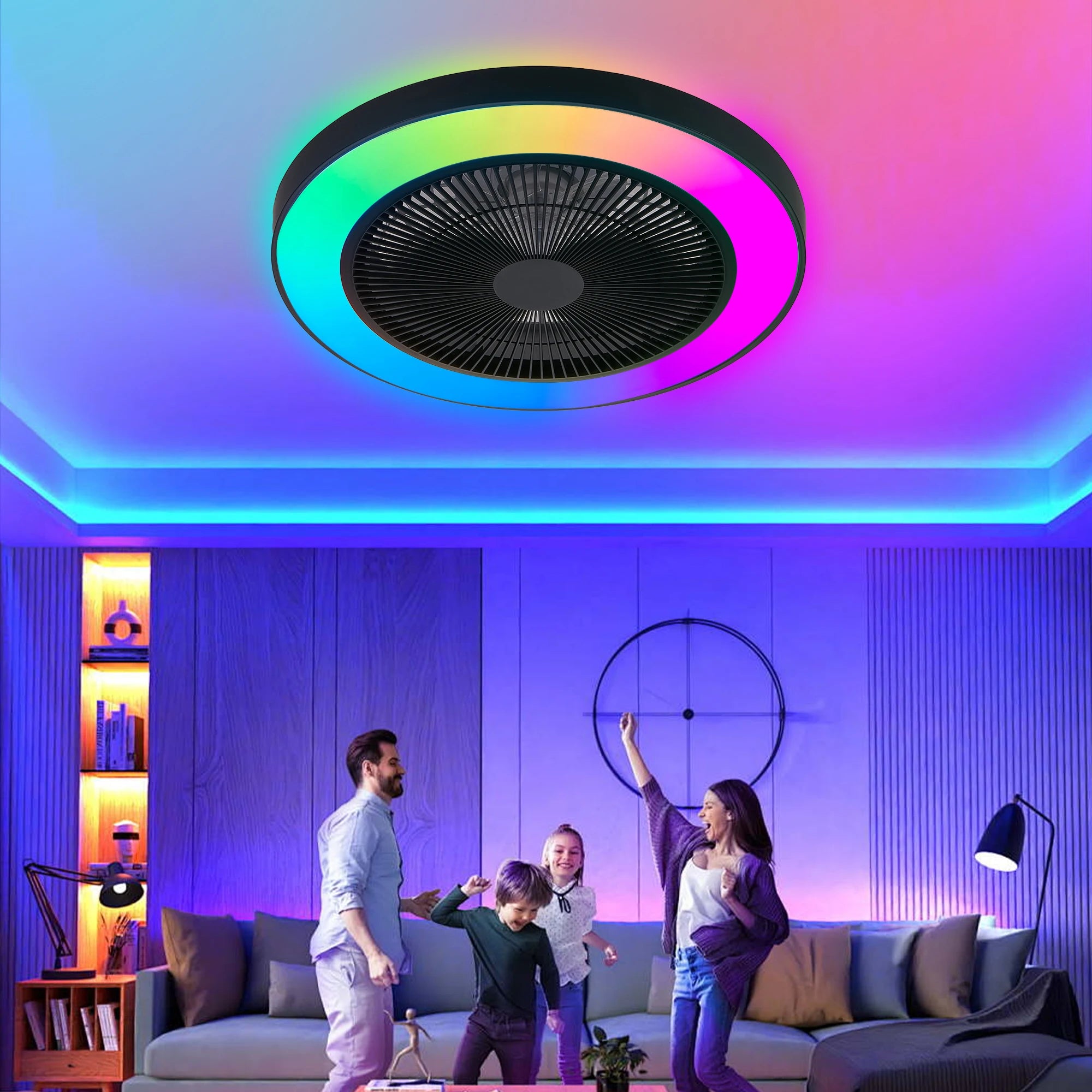 19" LED Ceiling Fan Light Smart RGB Lights with Remote & APP Control
