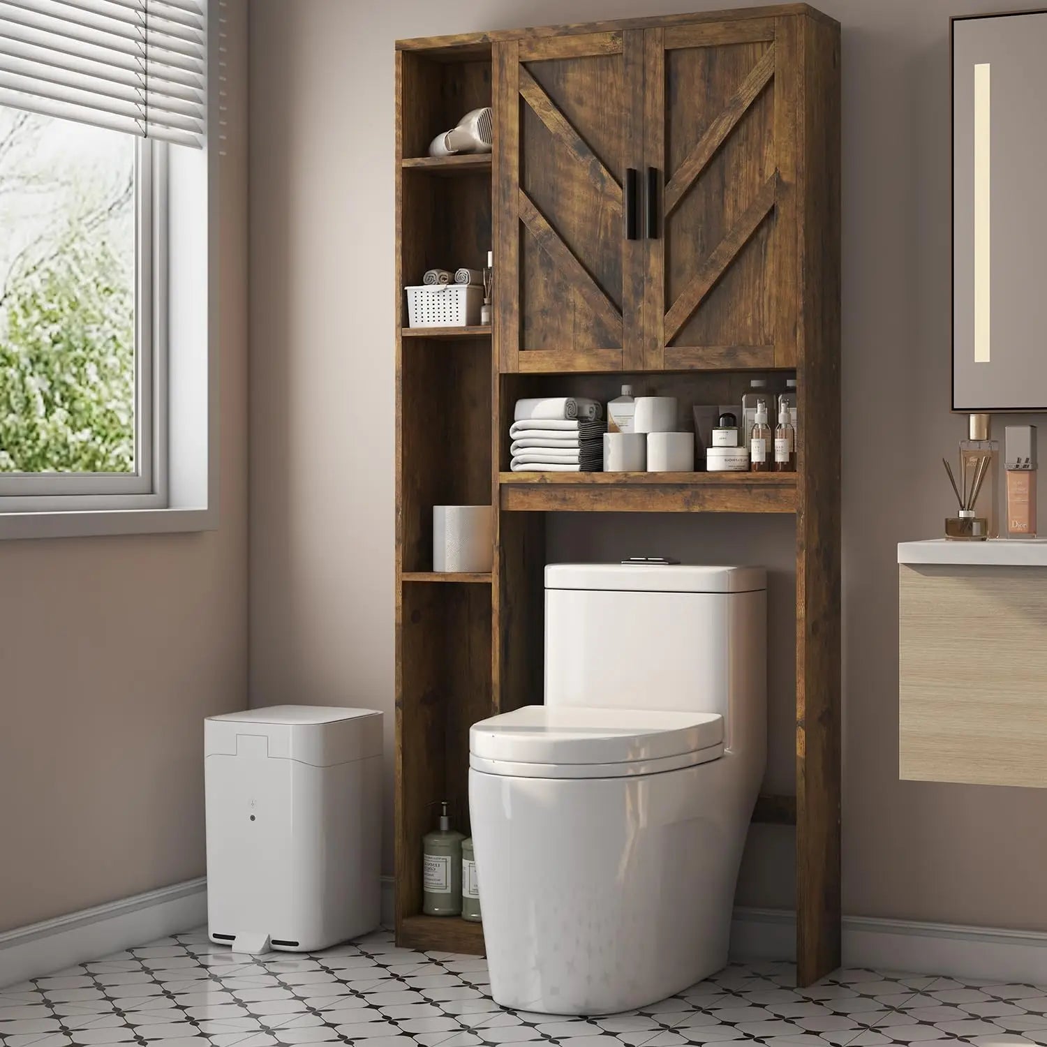 Over The Toilet Storage Cabinet Bathroom Organizer with Toilet Paper Holder