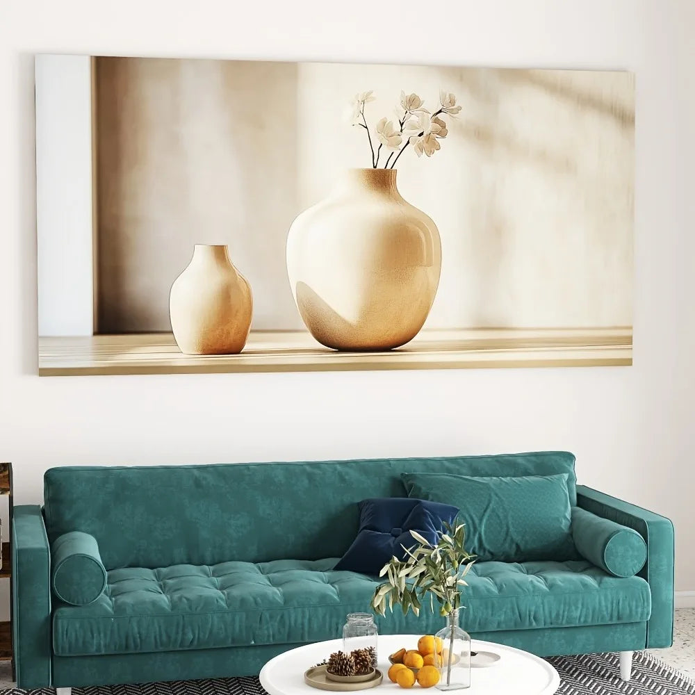 Modern abstract vase canvas art print, upholstery poster, 1.5 inch thick pine frame