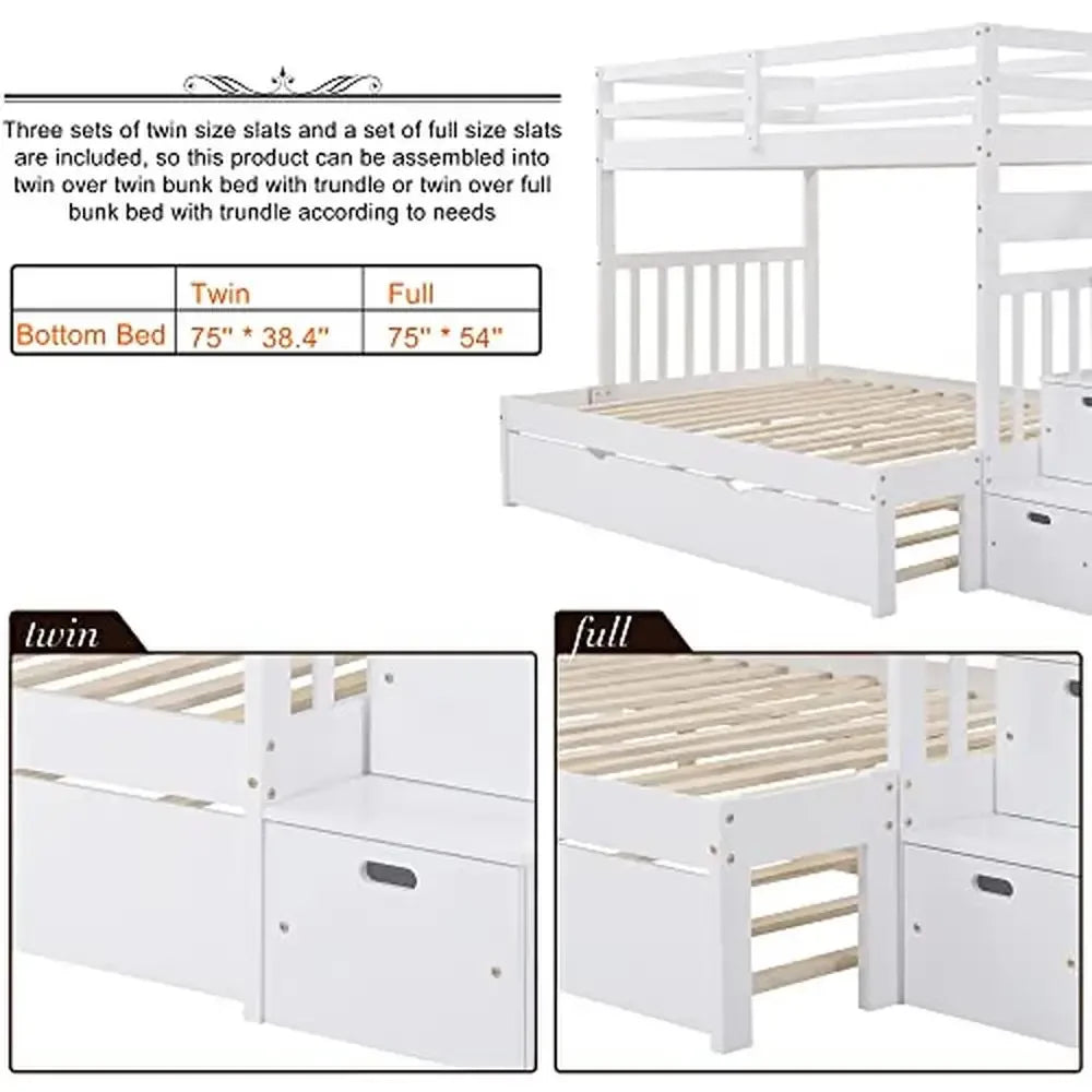 Solid Wood Twin Over Twin/Full Bunk Bed