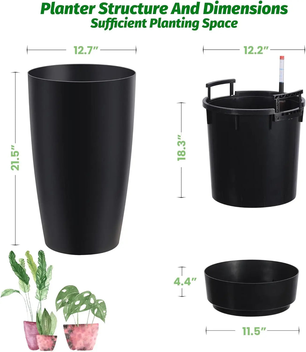 22" Tall Self Watering Planters Set of 2