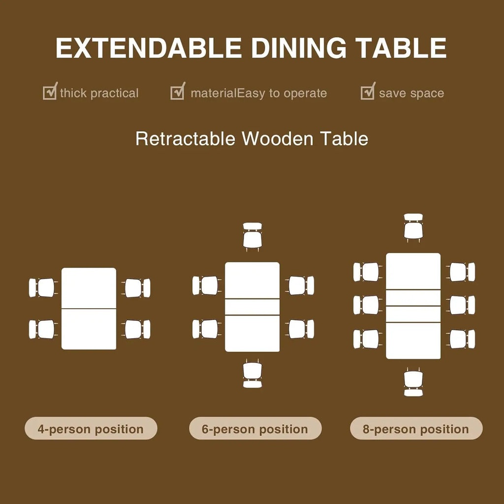 Extendable Dining Table for 6-8