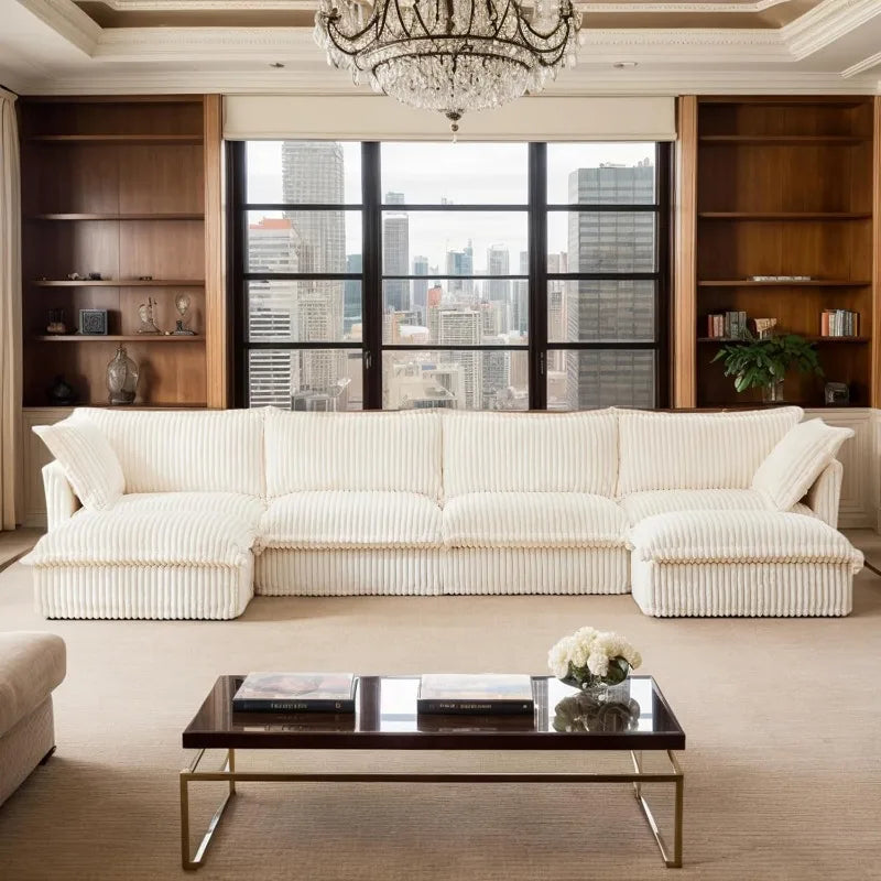 156" U Shaped Modular Cloud Sectional Sofa