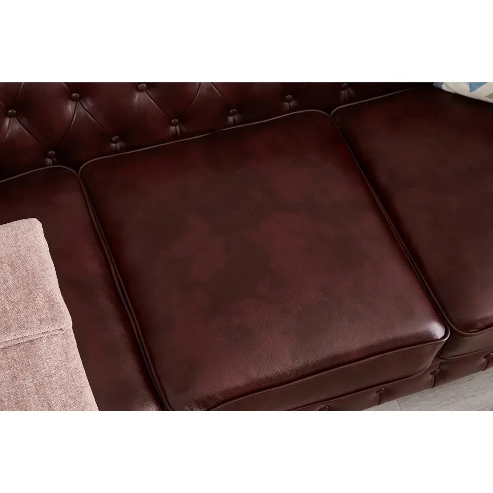 89" Faux Leather Couch Upholstered Sofa